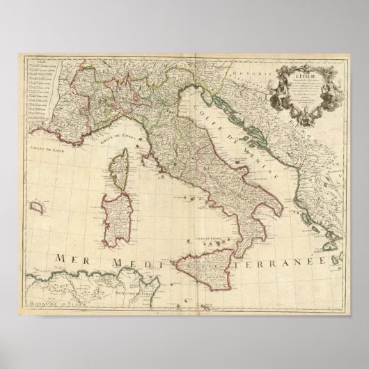 1700 Kaart van Italië Poster (Voorkant)