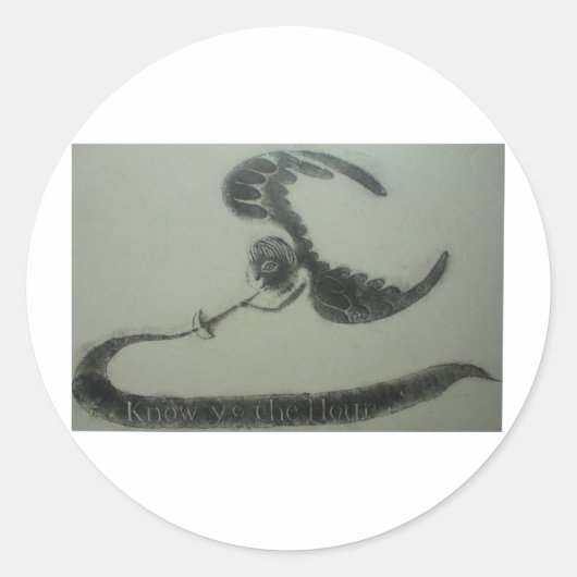 1700s Angel of Death American Grave Rubbing Design Ronde Sticker (Voorkant)
