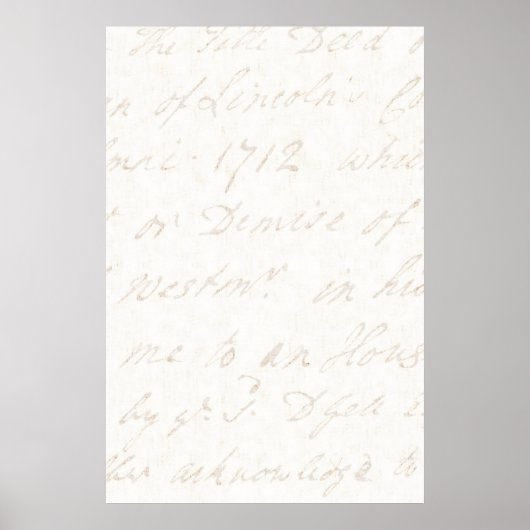 1700s  Engels Script Ivory Parchment Paper Poster (Voorkant)