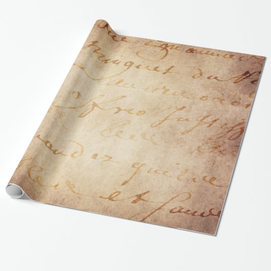 1700s Frans Geëvenaard Manuscript Parchment Cadeaupapier (Uitgerold)