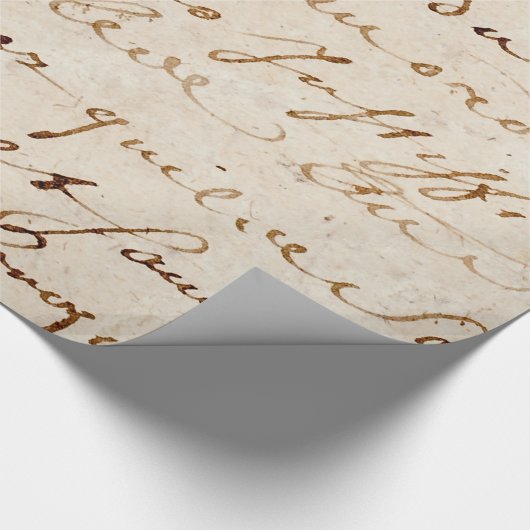 1700s Frans Script Grunge Parchment Paper Cadeaupapier (Hoek)