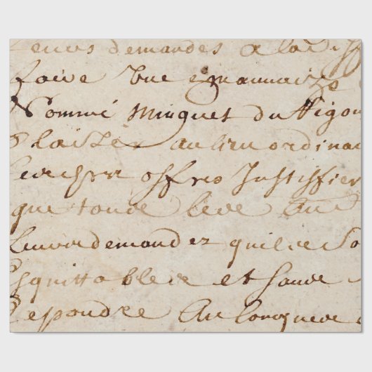 1700s  Frans Script Grunge Parchment Paper Cadeaupapier (Vlak)