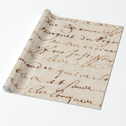 1700s  Frans Script Grunge Parchment Paper Cadeaupapier (Uitgerold)