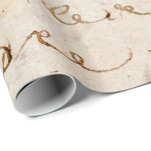 1700s  Frans Script Grunge Parchment Paper Cadeaupapier (Rol Hoek)