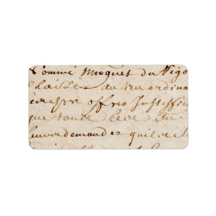 1700s  Frans Script Grunge Parchment Paper Etiket