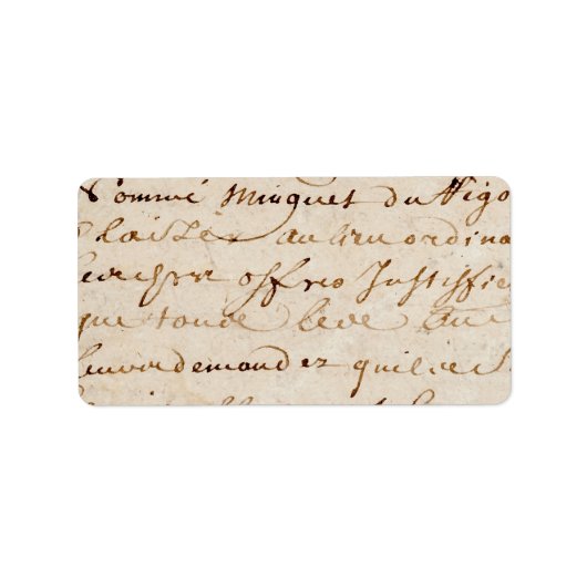 1700s  Frans Script Grunge Parchment Paper Etiket (Voorkant)