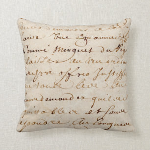 1700s  Frans Script Grunge Parchment Paper Kussen