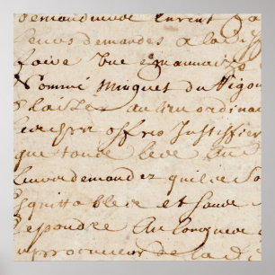 1700s  Frans Script Grunge Parchment Paper Poster