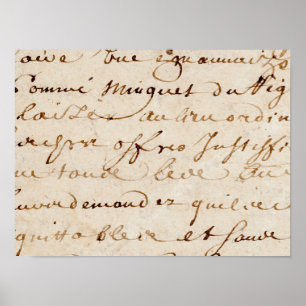 1700s  Frans Script Grunge Parchment Paper Poster