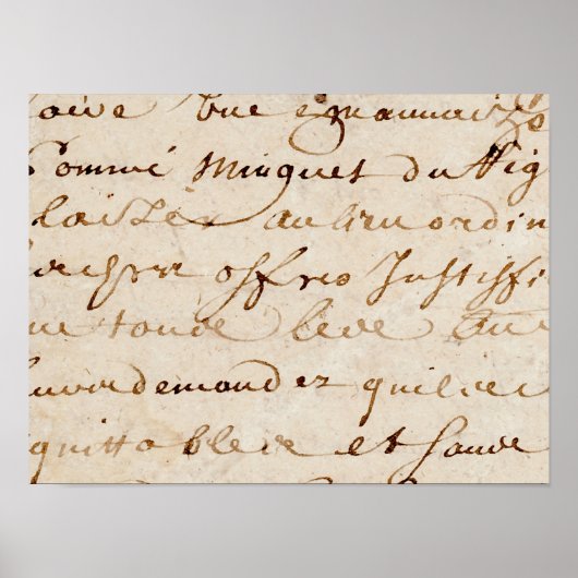 1700s  Frans Script Grunge Parchment Paper Poster (Voorkant)