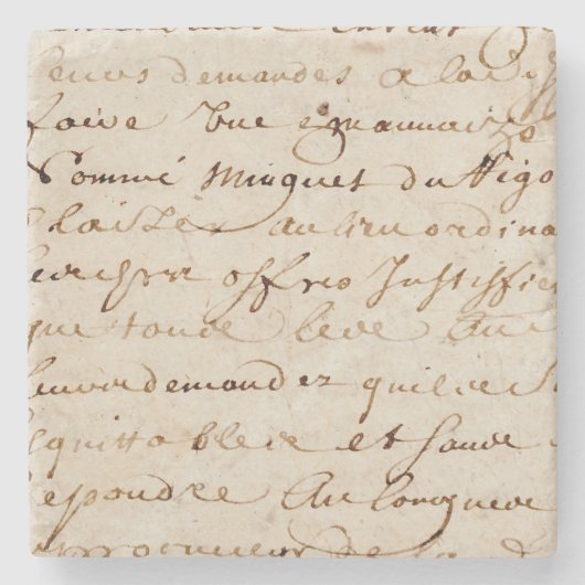 1700s  Frans Script Grunge Parchment Paper Stenen Onderzetter (Voorkant)