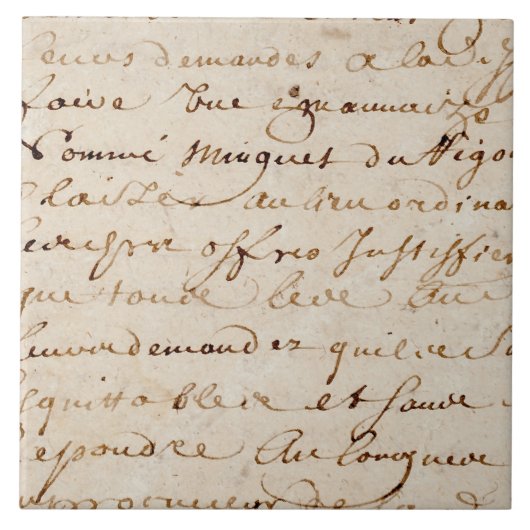 1700s  Frans Script Grunge Parchment Paper Tegeltje (Voorkant)