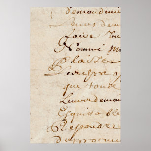 1700s  Frans Script Retro Parchment Paper Poster