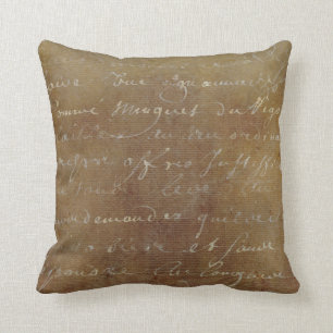 1700s  Frans Script Tan Parchment Paper Kussen