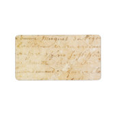 1700s  Franse Antiek achtergrond van het Manuscrip Etiket (Voorkant)