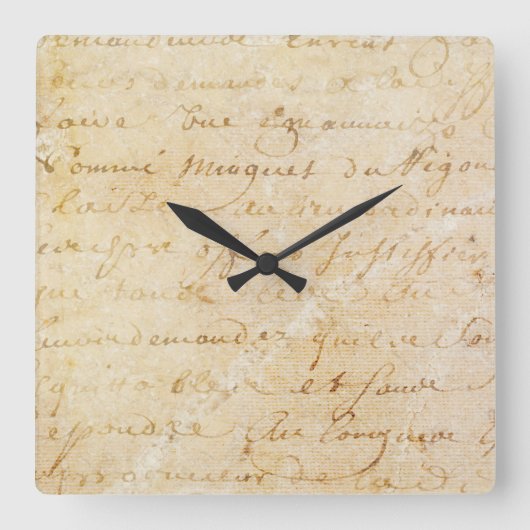 1700s  Franse Antiek achtergrond van het Manuscrip Vierkante Klok (Voorkant)