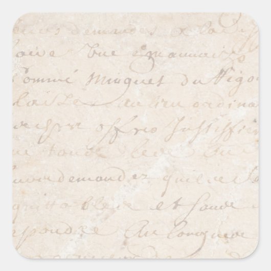 1700s  Franstalig verouderingspapier voor Retro Sc Vierkante Sticker (Voorkant)