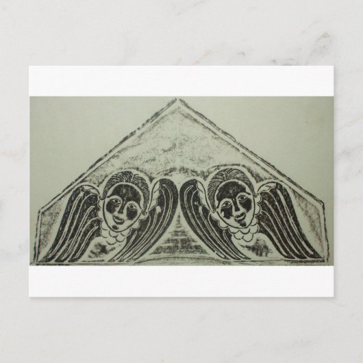 1700s Grave Rubbing Winged Cherubs Design Briefkaart (Voorkant)