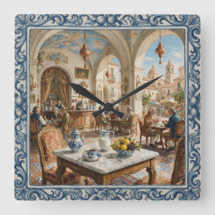 1700's Siciliaanse stijl keramiek Palermo koffiehu Vierkante Klok