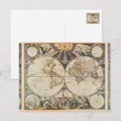1702 Een nieuwe wereldkaart Briefkaart (Voorkant / Achterkant)