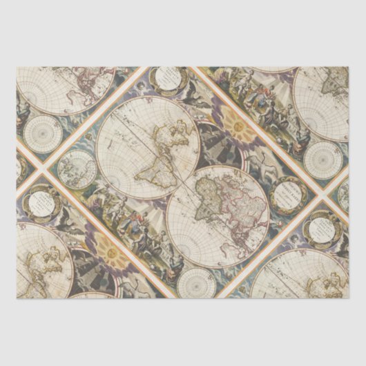 1702 Een nieuwe wereldkaart Tissuepapier (Voorkant)