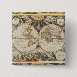 1702 Een nieuwe wereldkaart Vierkante Button 5,1 Cm