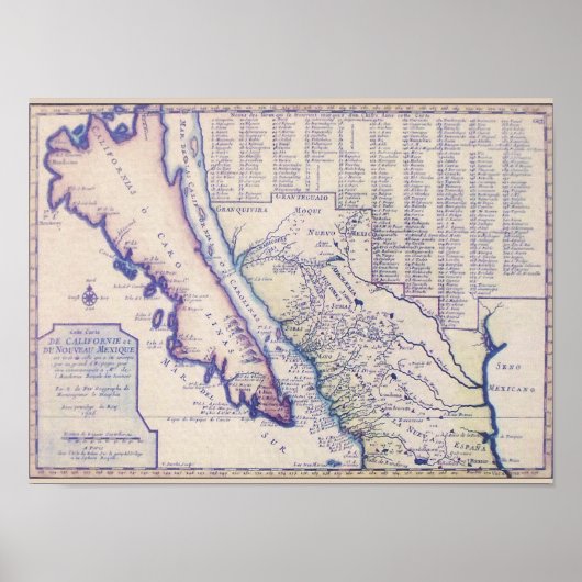 1705 California en New Mexico poster/print Poster (Voorkant)