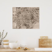 1705 Map of Paris, Frankrijk Poster (Keuken)