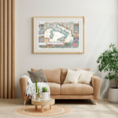 1706 de la Feuille-kaart van Italië Poster