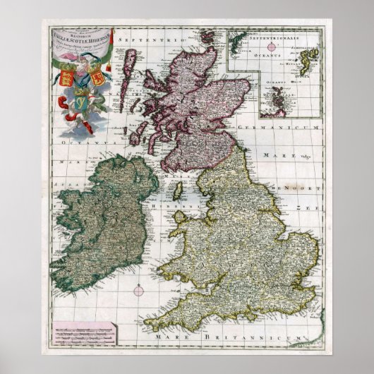 1706 Kindgdoms of England, Scotland, and Wales. Poster (Voorkant)
