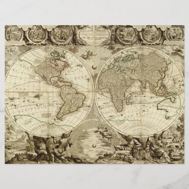 1708 Wereldkaart van Jean Baptiste Nolin (Voorkant)