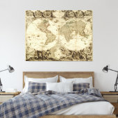 1708 Wereldkaart van Jean Baptiste Nolin Canvas Afdruk (Insitu (Slaapkamer))
