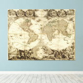 1708 Wereldkaart van Jean Baptiste Nolin Canvas Afdruk (Insitu (Houten vloer))