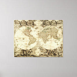 1708 Wereldkaart van Jean Baptiste Nolin Canvas Afdruk