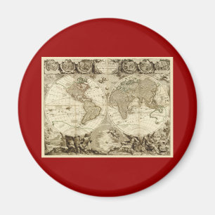1708 Wereldkaart van Jean Baptiste Nolin Magneet
