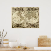 1708 Wereldkaart van Jean Baptiste Nolin Poster (Keuken)