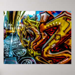 1711 COLORFUL STREET GRAFFITI GANGSTER CITY WALLS POSTER