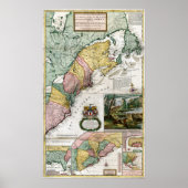1715 Kaart van Britse kolonies in Amerika Poster (Voorkant)