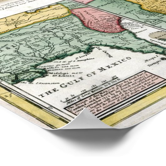 1715 Kaart van Britse kolonies in Amerika Poster (Hoek)