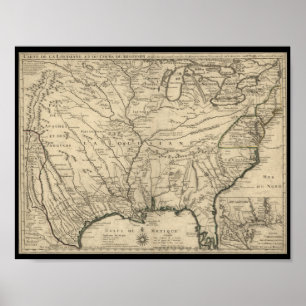 1718 Delisle Map of America Poster