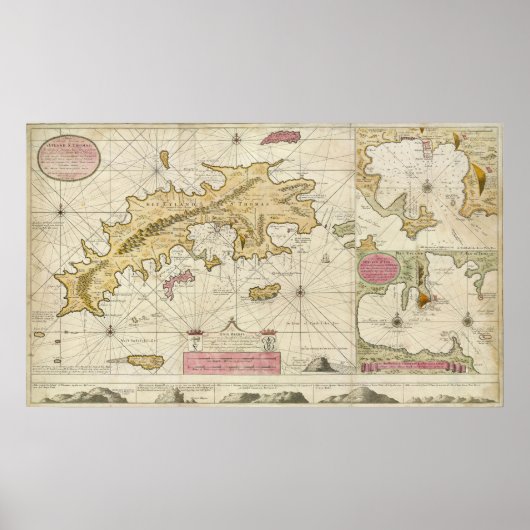1719 St. Thomas Virgin Islands map van Keulen Poster (Voorkant)