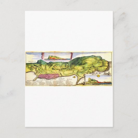 1720 De La Feuille-kaart en Uitzicht van Gibraltar Briefkaart (Voorkant)