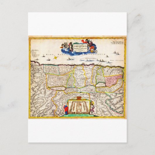 1720 Funck Map of Israel Palestine Heilige Land Briefkaart (Voorkant)