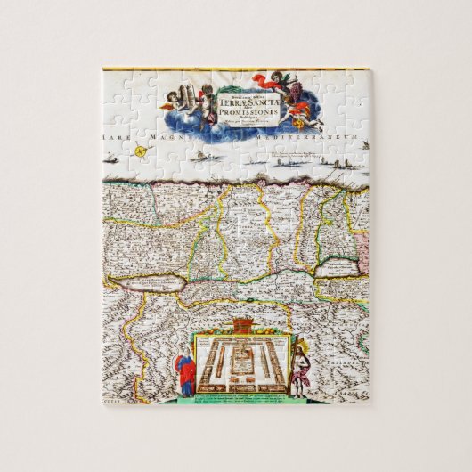 1720 Funck Map of Israel Palestine Heilige Land Legpuzzel (Verticaal)