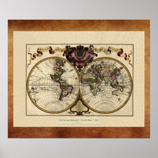 "1720 Guillaume DeLisle" Olde Worlde Map Poster (Voorkant)