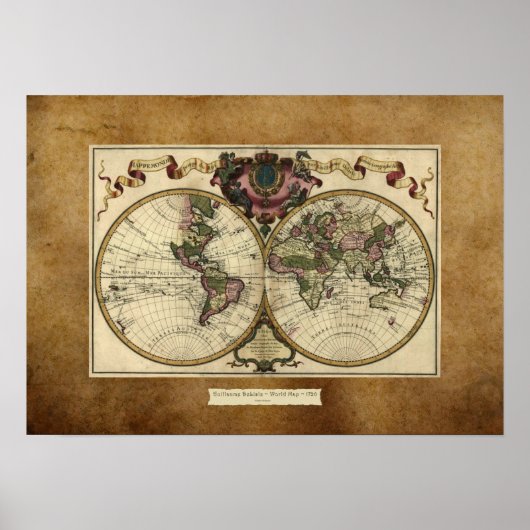 "1720 Guillaume DeLisle" Olde Worlde Map Poster (Voorkant)