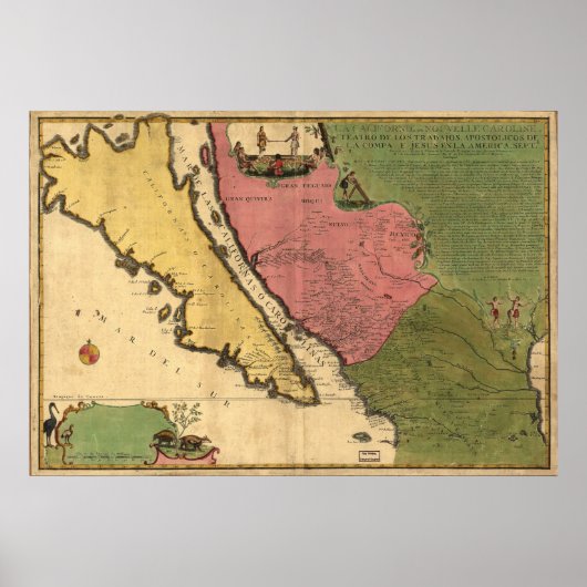 1720 Kaart van Californië als eiland Poster (Voorkant)