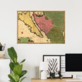 1720 Kaart van Californië als eiland Poster (Thuiskantoor)