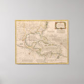 1720 Kaart van de West Indies van Emanuel Bowen Canvas Afdruk (Voorkant)