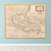 1720 Kaart van de West Indies van Emanuel Bowen Canvas Afdruk (Insitu (Houten vloer))